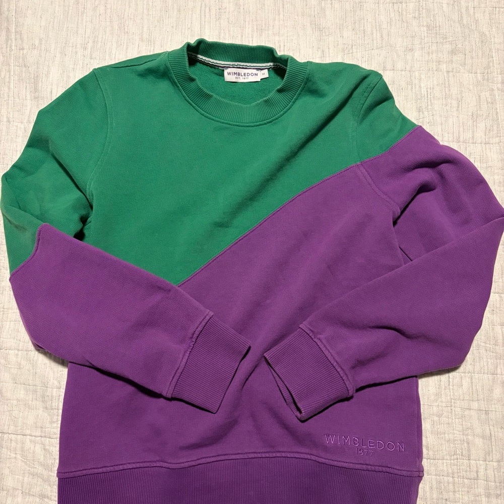 Wimbledon Green and Purple Colorblock Crewneck